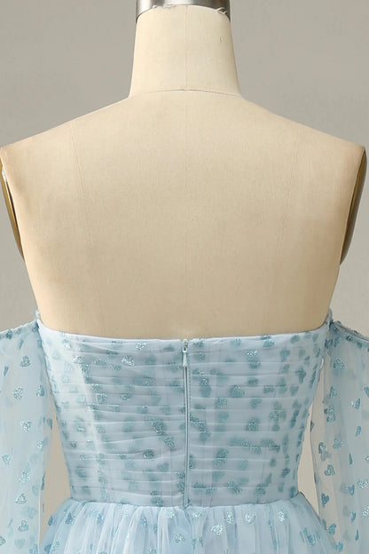 Elegant Sky Blue Sexy Off Shoulder Ball Dress