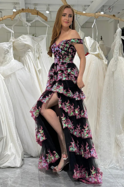 Gorgeous and sexy A-line long layered tight chest dance dress adorned with sequins