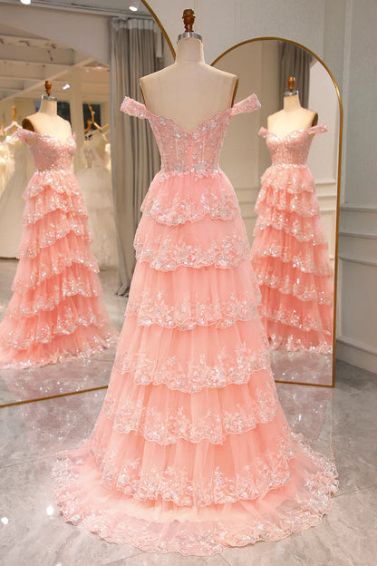 Gorgeous and sexy A-line long layered tight chest dance dress adorned with sequins