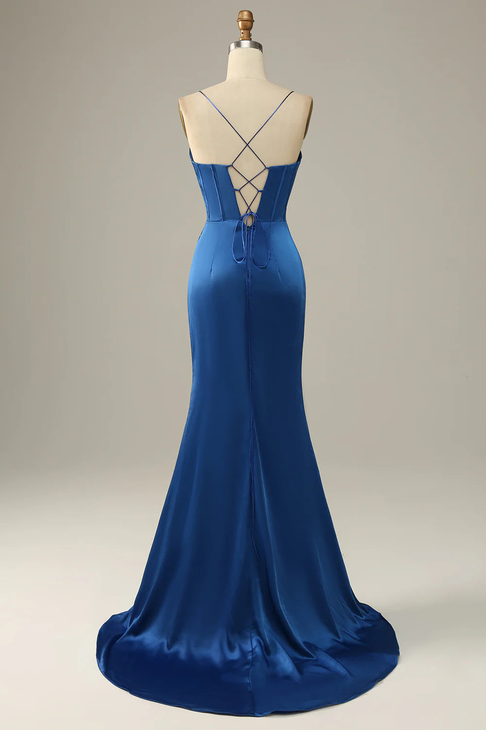 Sweet Blue Italian Noodle Strap Mermaid Ball Dress