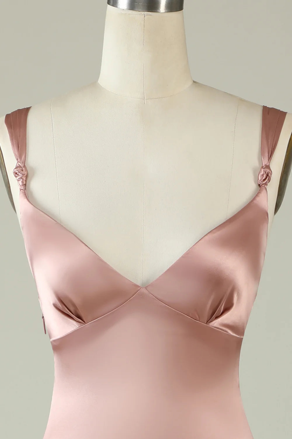 Elegant Sweet powder blusher Asymmetrical Split Bridesmaid Dress
