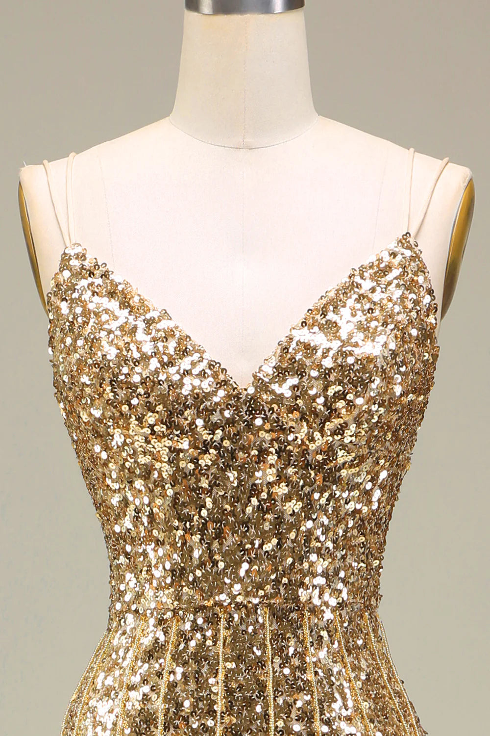 Sparkling and Elegant Mermaid Gold Long Split Ball Dress