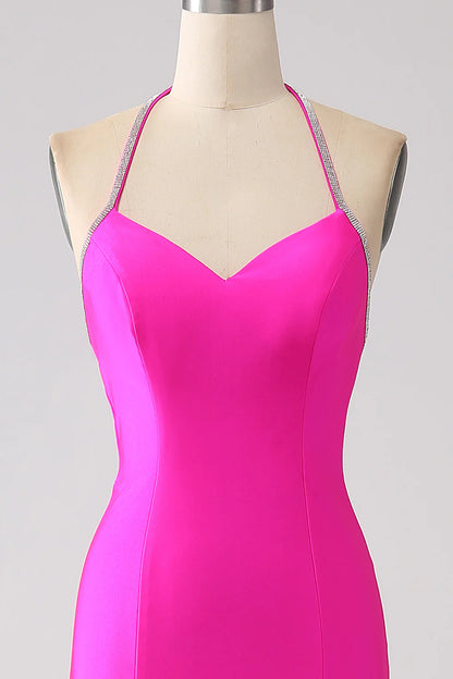Purple red sweet mermaid backless long ball dress
