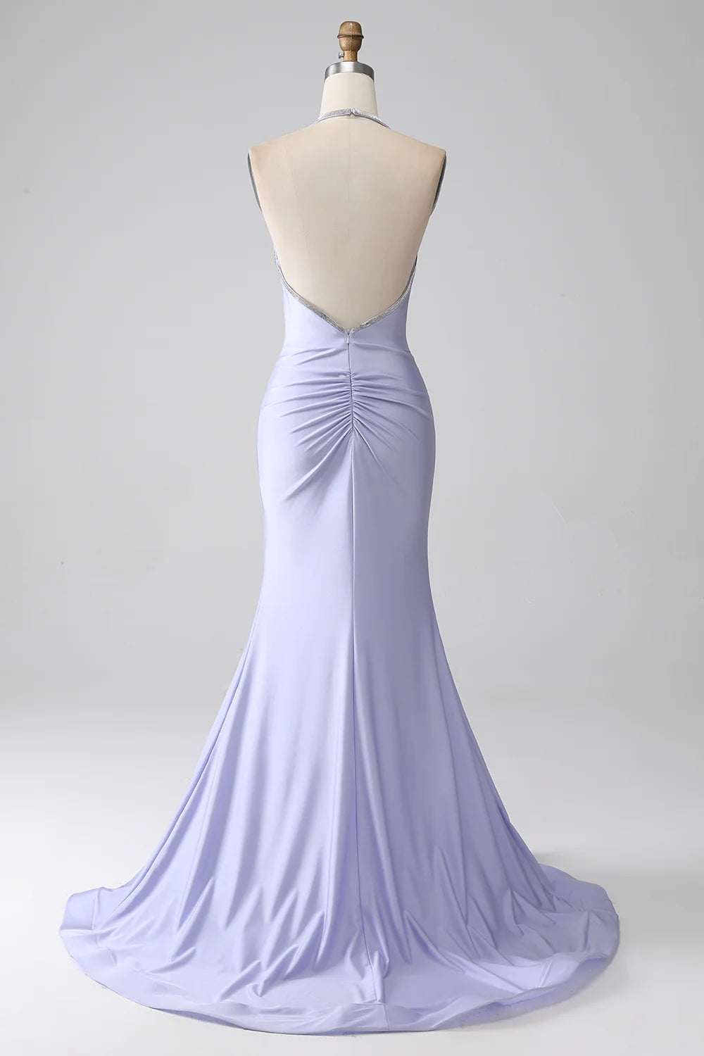 Purple red sweet mermaid backless long ball dress