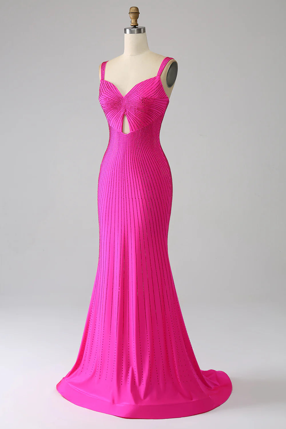 Sparkling and Beautiful Mermaid Hot Pink Hollow Ball Dress