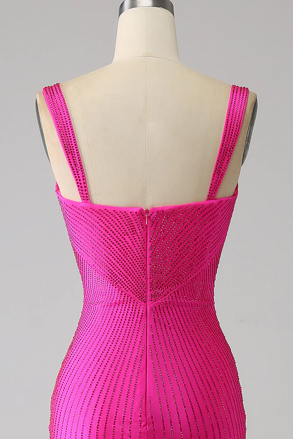Sparkling and Beautiful Mermaid Hot Pink Hollow Ball Dress