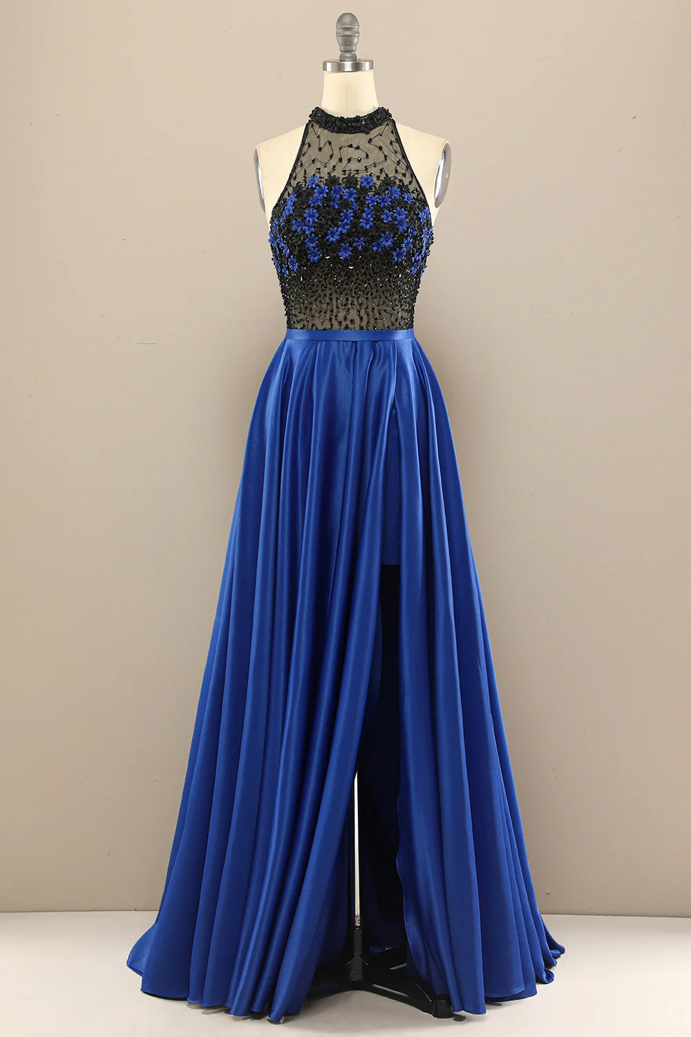 Dark green elegant flower long bead ball dress