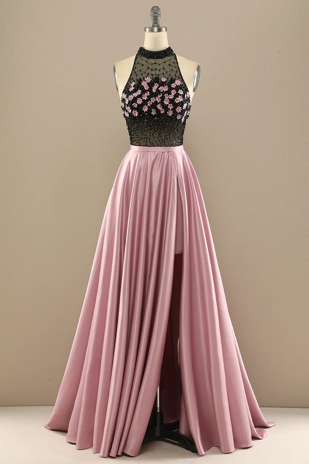 Dark green elegant flower long bead ball dress