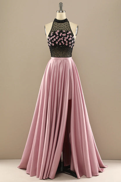 Dark green elegant flower long bead ball dress