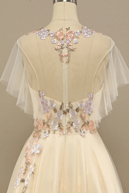 Elegant yellow formal dress with embellishments for ball and cocktail parties