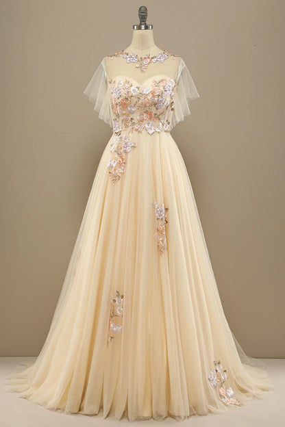 Elegant yellow formal dress with embellishments for ball and cocktail parties