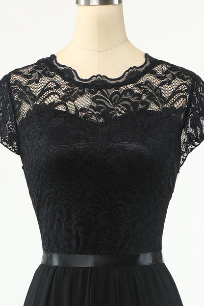 Classic Elegant A-line Sexy Black Lace Party Dress