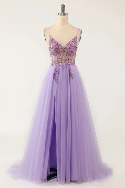 Gorgeous and generous sheer A-line Italian spaghetti strap dance long dress