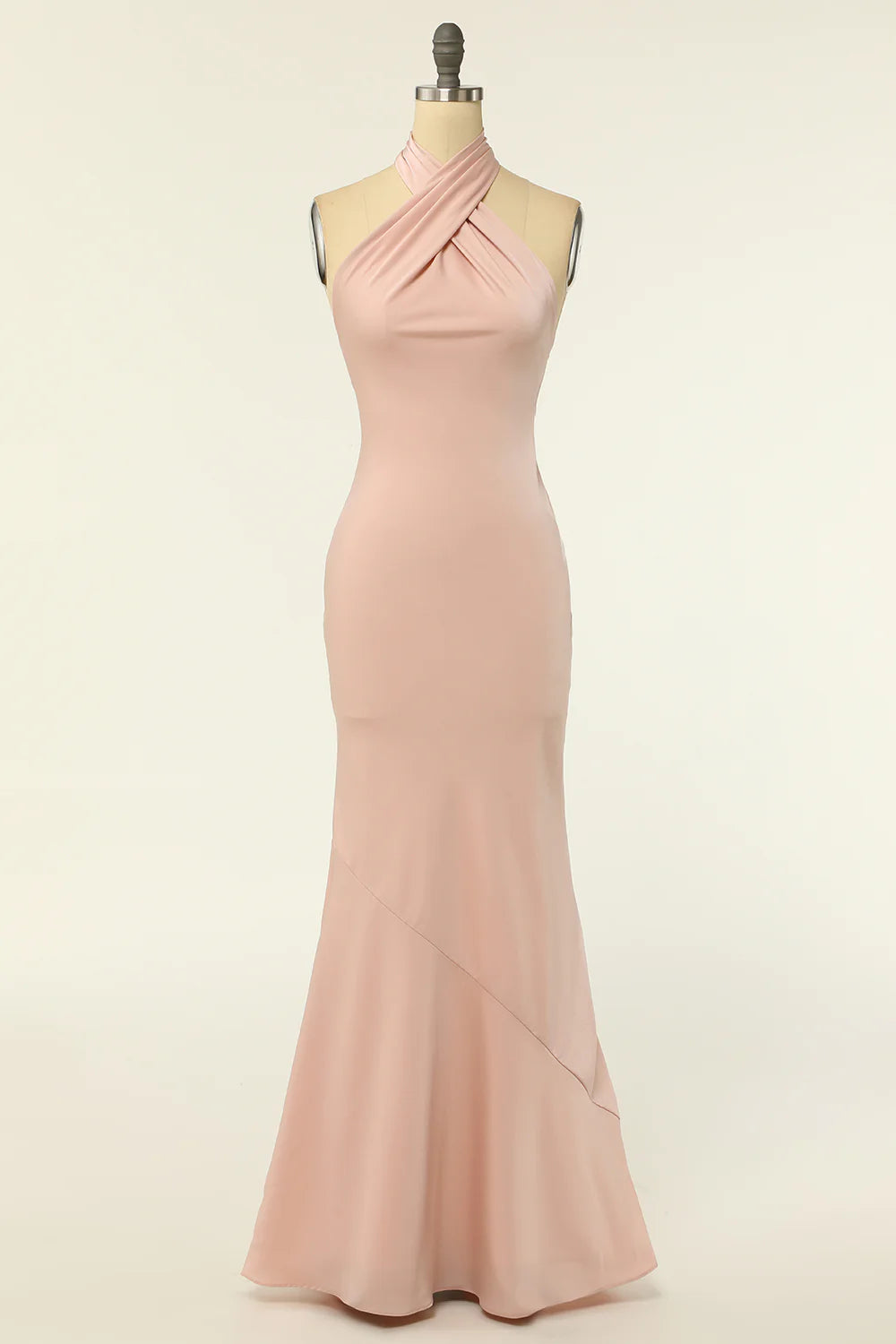Sweet Mermaid powder blusher Long Sexy Backless Slim Bridesmaid Dress