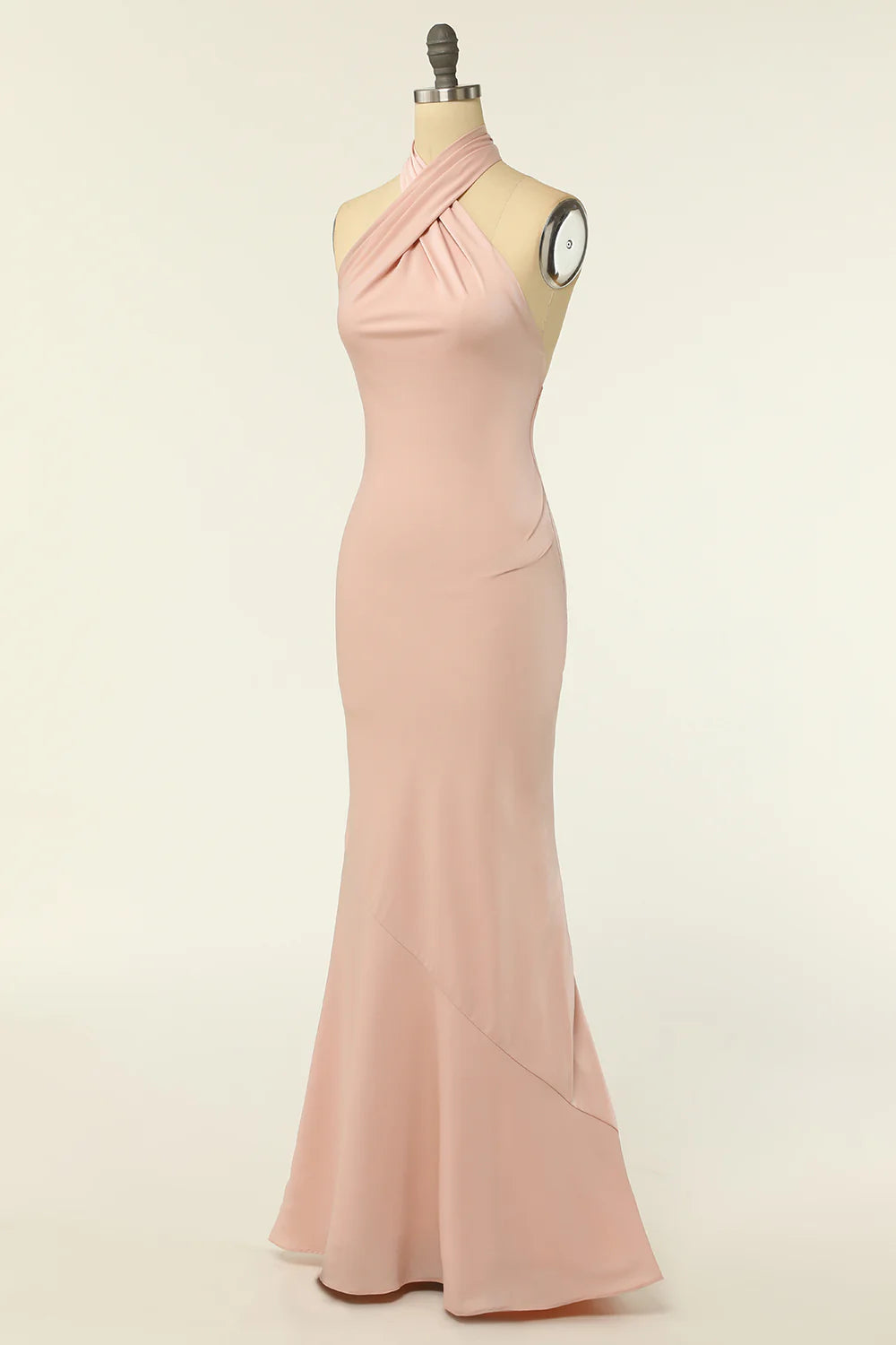 Sweet Mermaid powder blusher Long Sexy Backless Slim Bridesmaid Dress