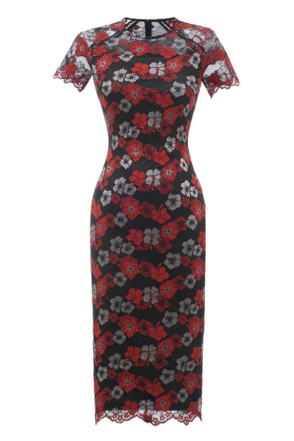 Red and black elegant high-end bride mother sleeve dress