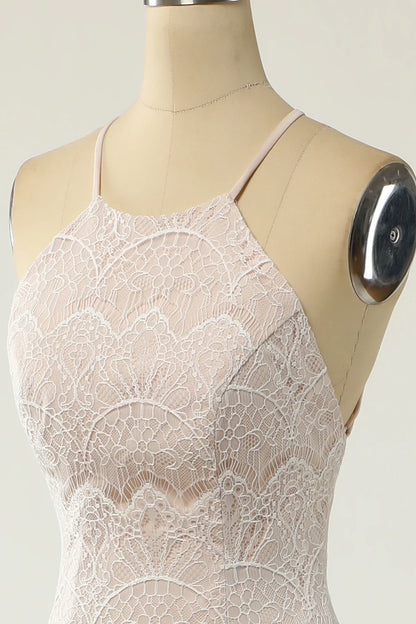 Beautiful Mermaid Halter White Lace Wedding Dress with Tail