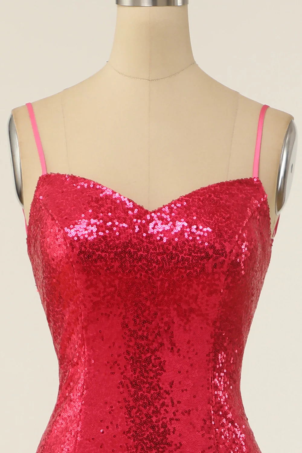 Slim fit sexy beautiful shoulder strap  purple red sequin party dress