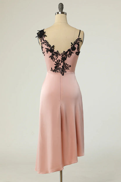 Sexy V-neck black bare knee party dress