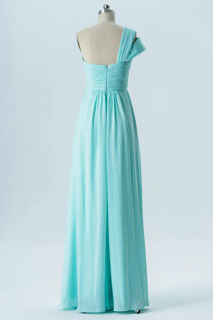 One-Shoulder Double Straps Bridesmaid Dress