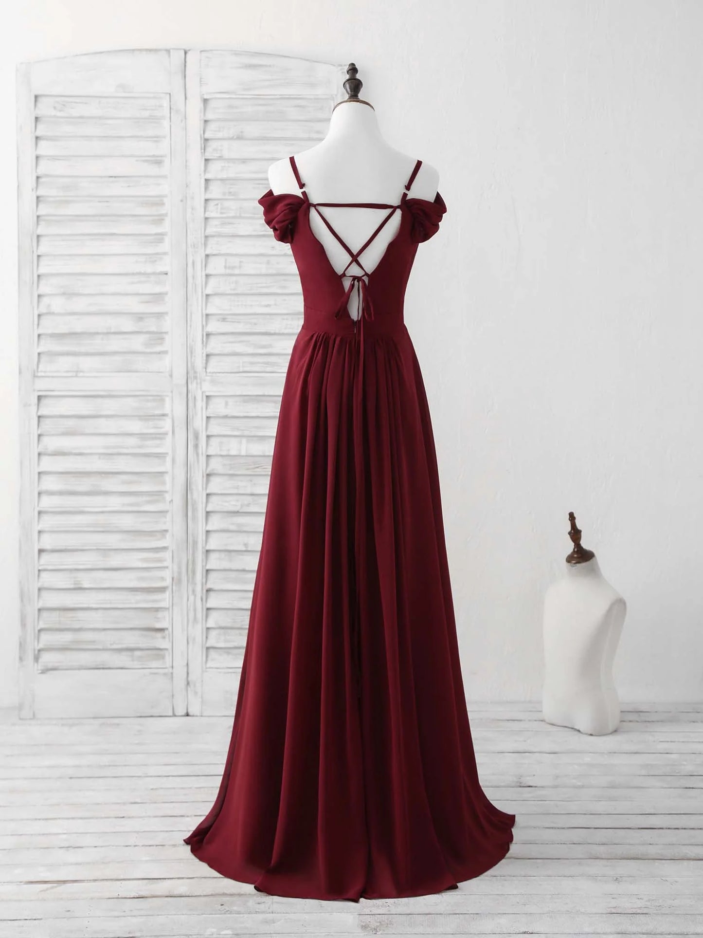Chiffon Long Prom Dress Blue Bridesmaid Dress