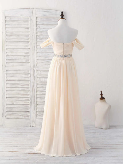 Chiffon Off Shoulder Long Prom Dress Bridesmaid Dress