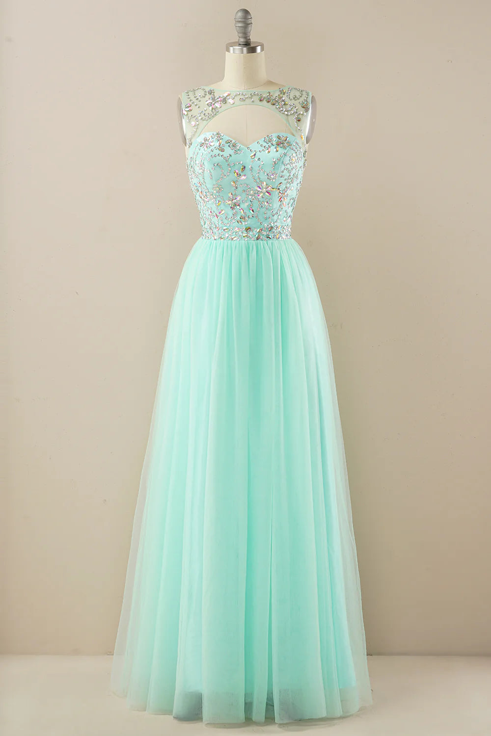 Beaded sheer dance party evening dress