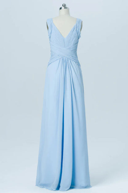 Chiffon V-Neck Banded Waist Bridesmaid Dress
