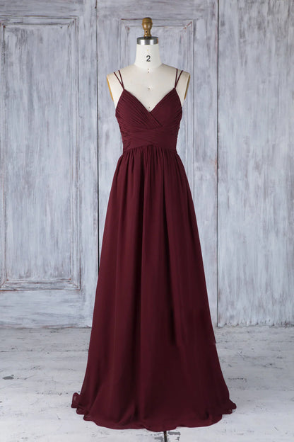 Tulle lace long prom dress burgundy lace Evening dress
