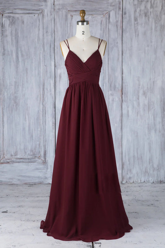 Tulle lace long prom dress burgundy lace Evening dress
