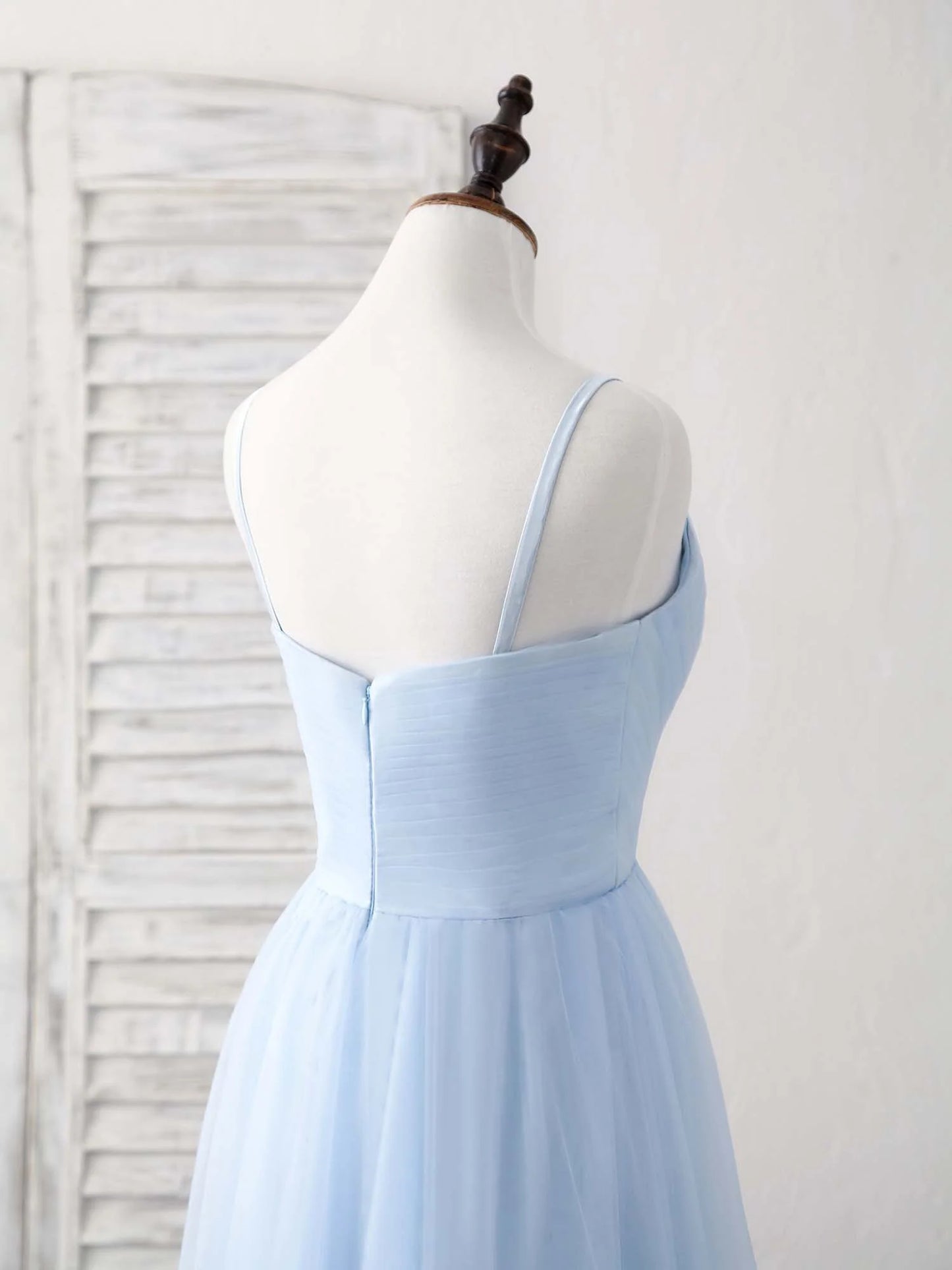 Tulle Long Prom Dress Blue Bridesmaid Dress