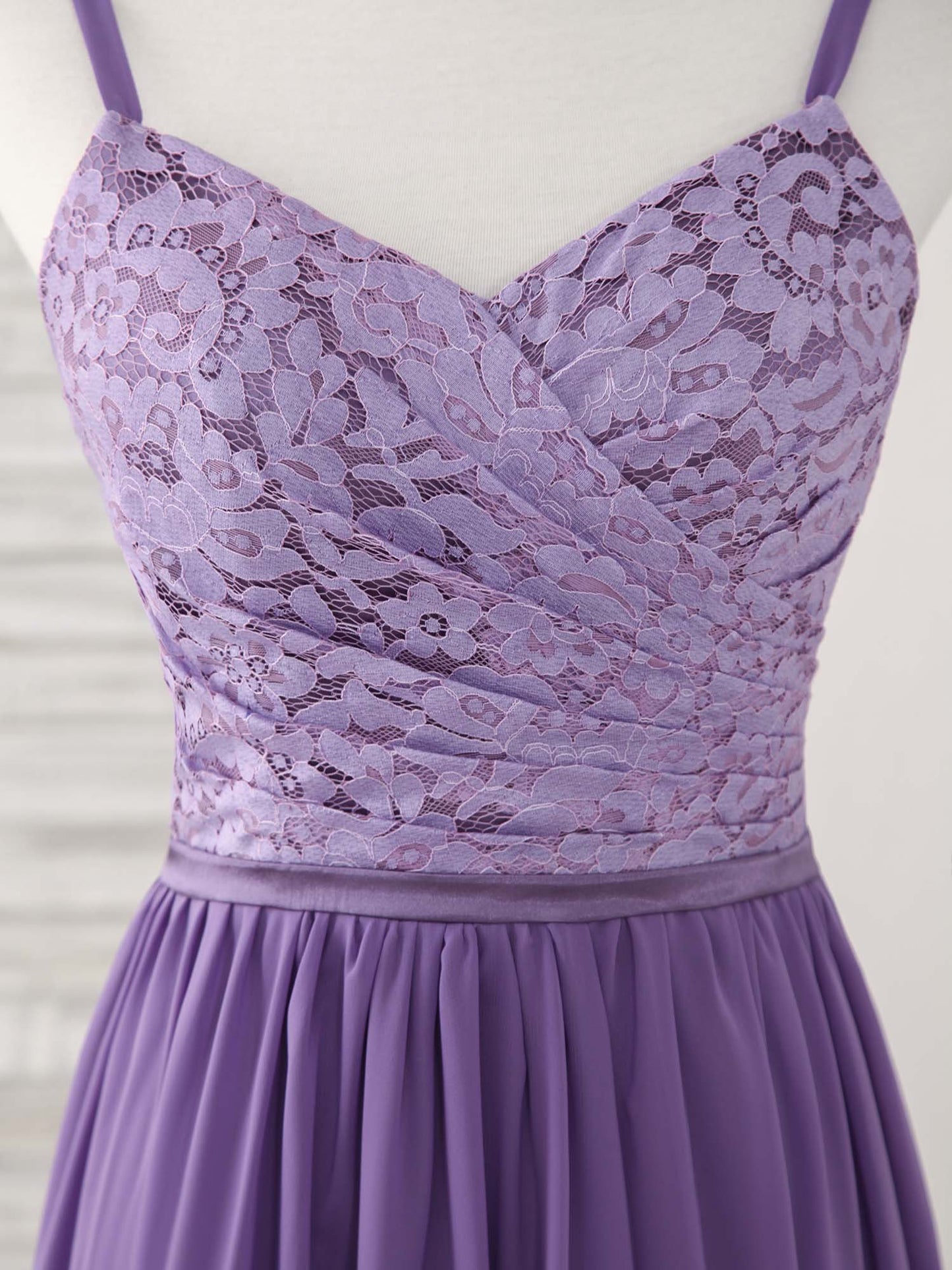 Lace Chiffon Long Prom Dress Purple Bridesmaid Dress