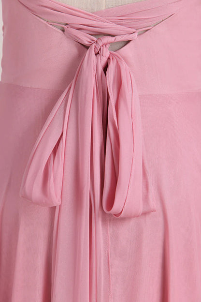 Lace-Up Back Long Bridesmaid Dress