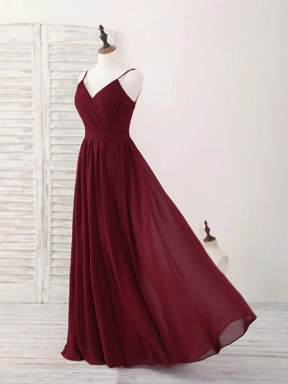 Burgundy Chiffon Long Prom Dress Burgundy Evening Dress
