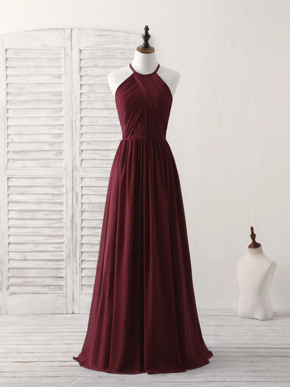 Chiffon Long Prom Dress Burgundy Evening Dress