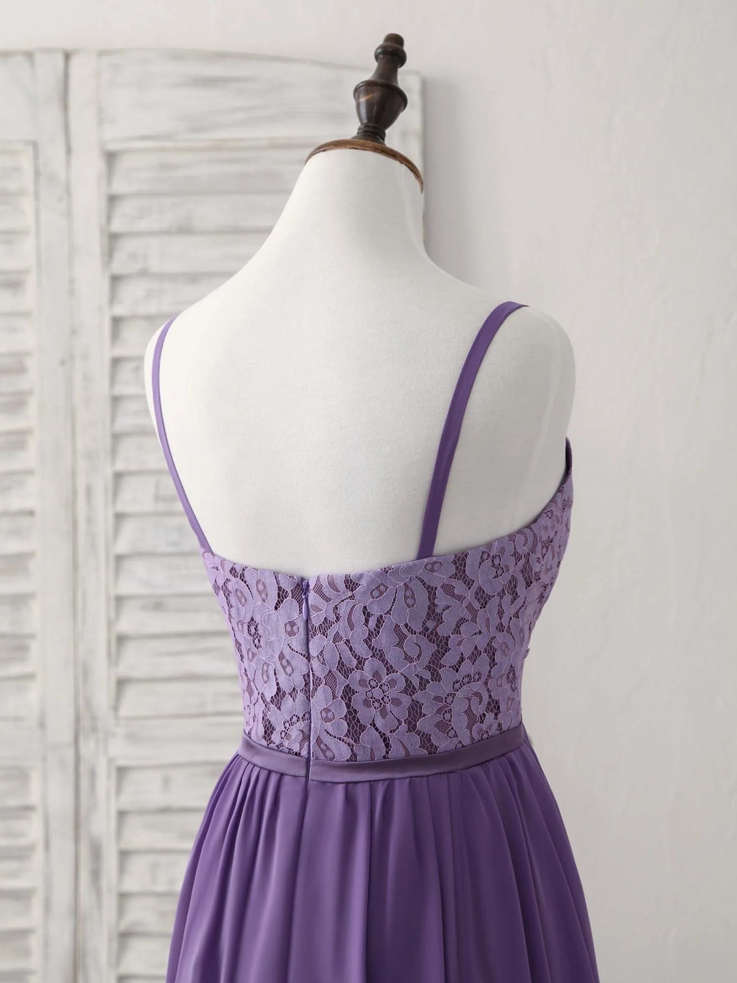 Lace Chiffon Long Prom Dress Purple Bridesmaid Dress