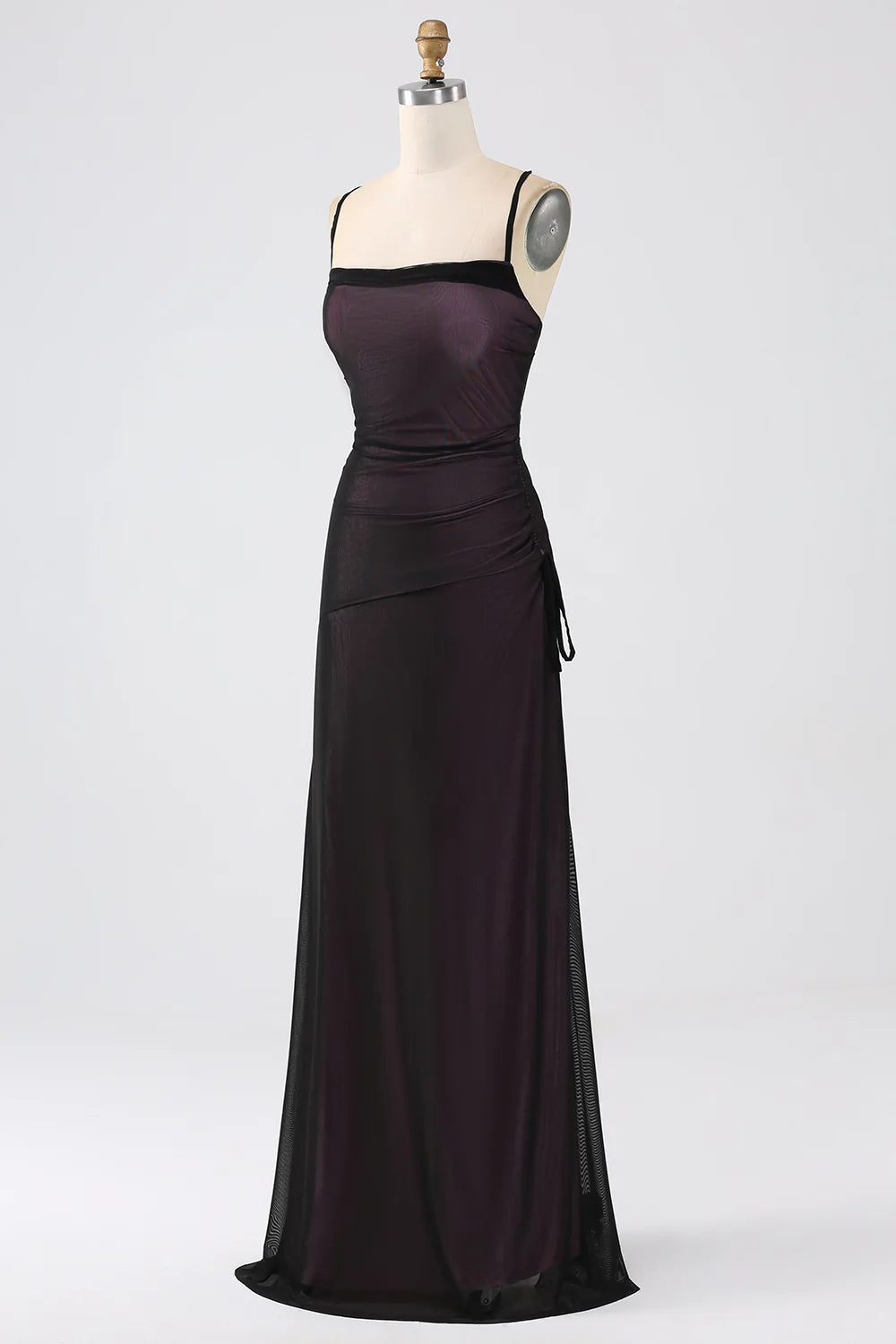 Sheath Spaghetti Straps Floor Length Bridesmaid Dress With Elasticity