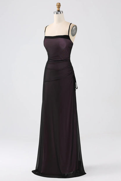 Sheath Spaghetti Straps Floor Length Bridesmaid Dress With Elasticity