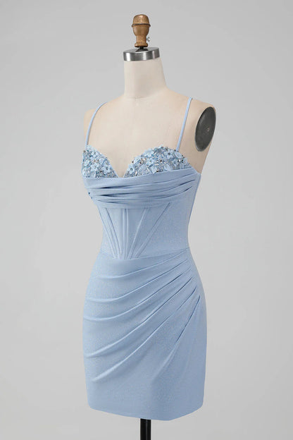 Bodycon Spaghetti Straps Corset Short Homecoming Dress