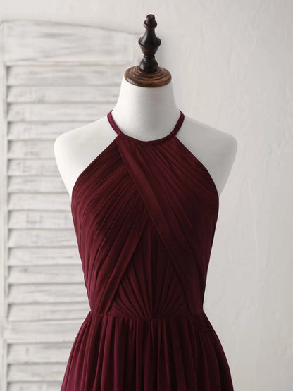 Chiffon Long Prom Dress Burgundy Evening Dress
