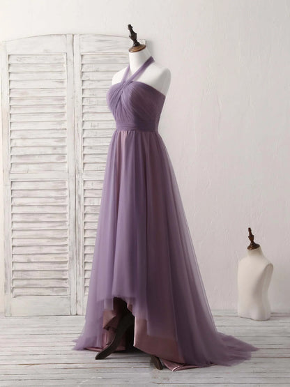 Tulle High Low Long Prom Dress Simple Bridesmaid Dress
