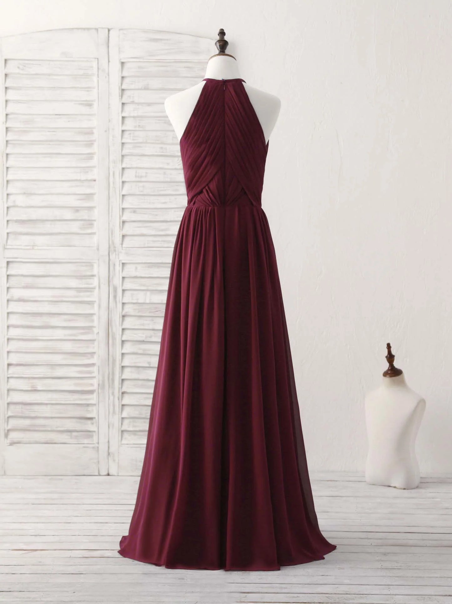 Chiffon Long Prom Dress Burgundy Evening Dress