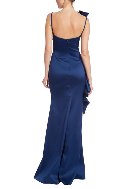 Badgley Mischka pleated swirl Spaghetti Strap Prom Dresses ﻿