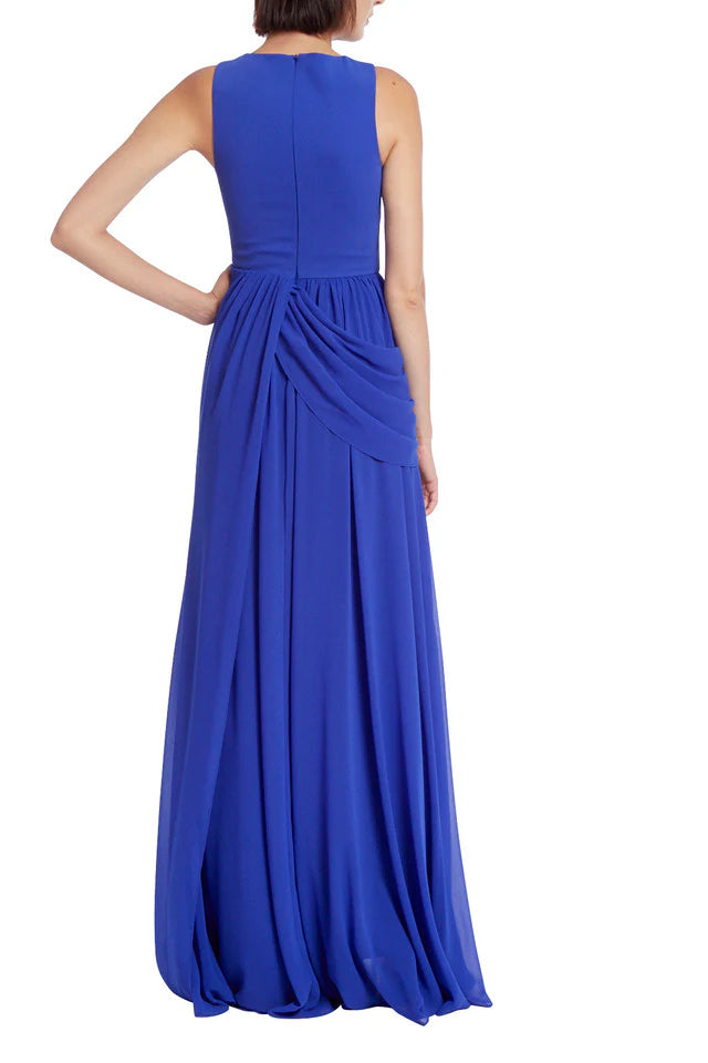 Sleeveless hip drape with full pleaded skirt georgette Prom Dresses ﻿