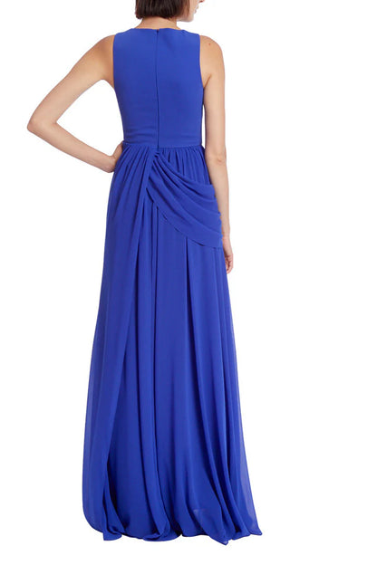 Sleeveless hip drape with full pleaded skirt georgette Prom Dresses ﻿