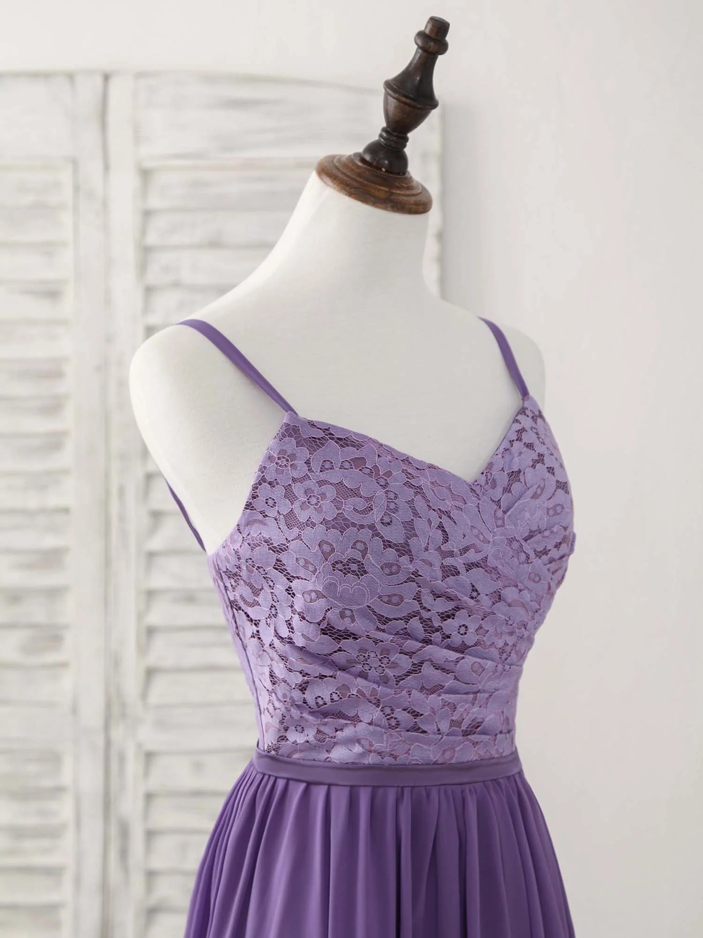 Lace Chiffon Long Prom Dress Purple Bridesmaid Dress
