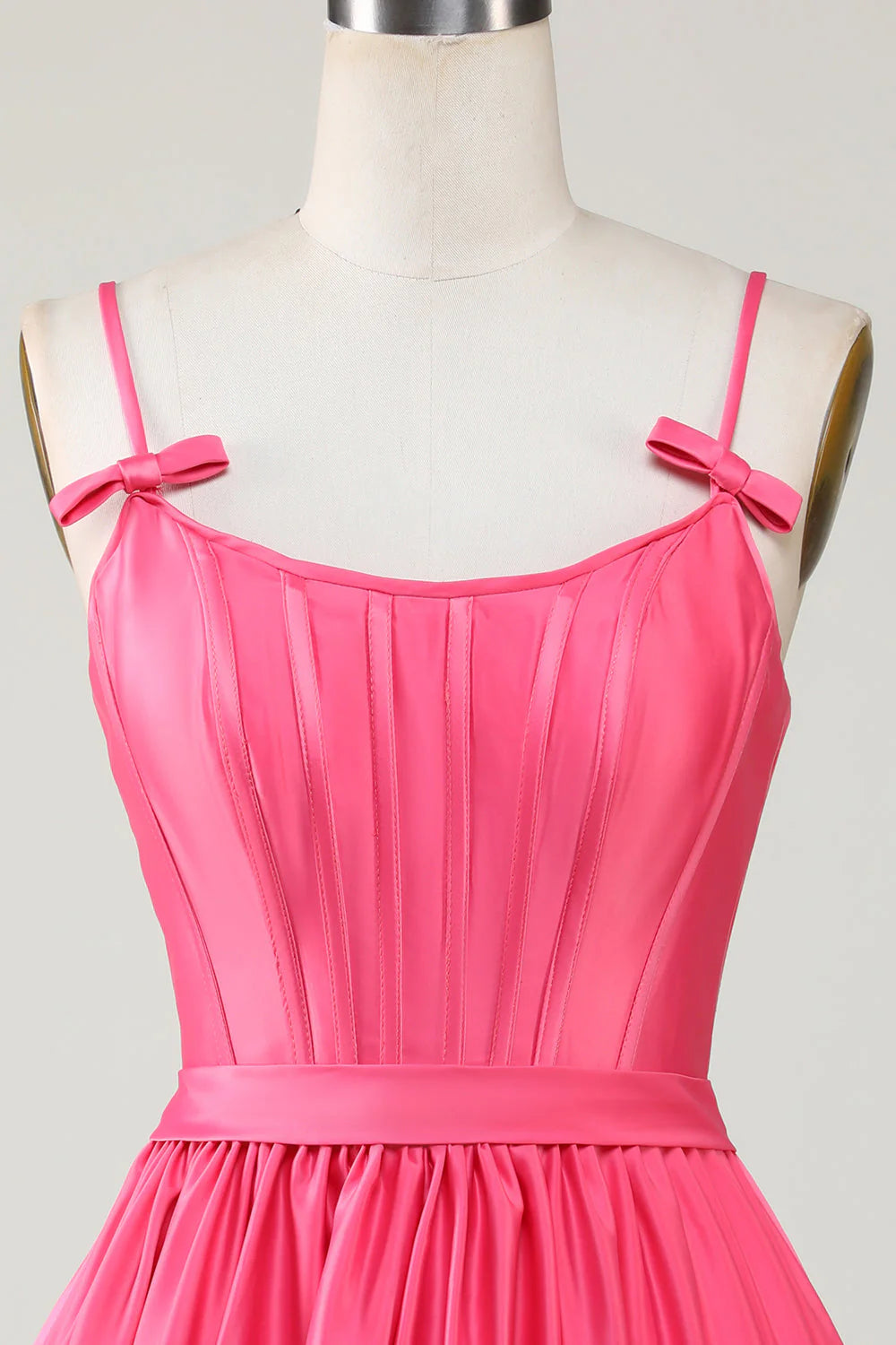 Fuchsia A Line Spaghetti Straps Corset Ruffle Homecoming Dress