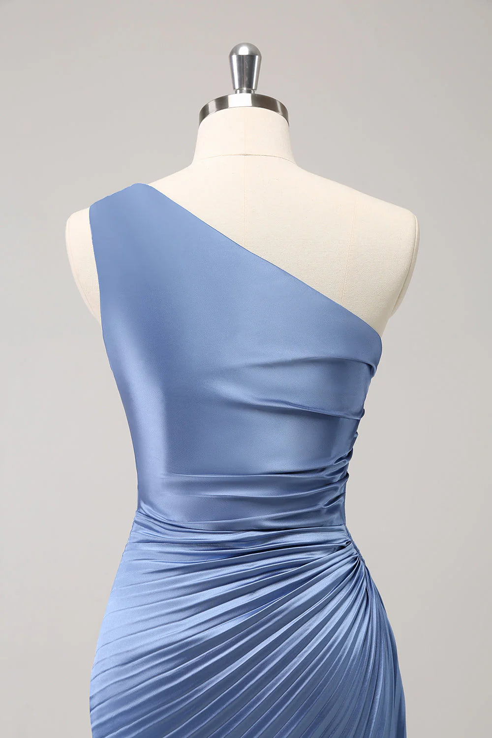 Sheath One Shoulder Satin Keyhole Long Bridsmaid Dress