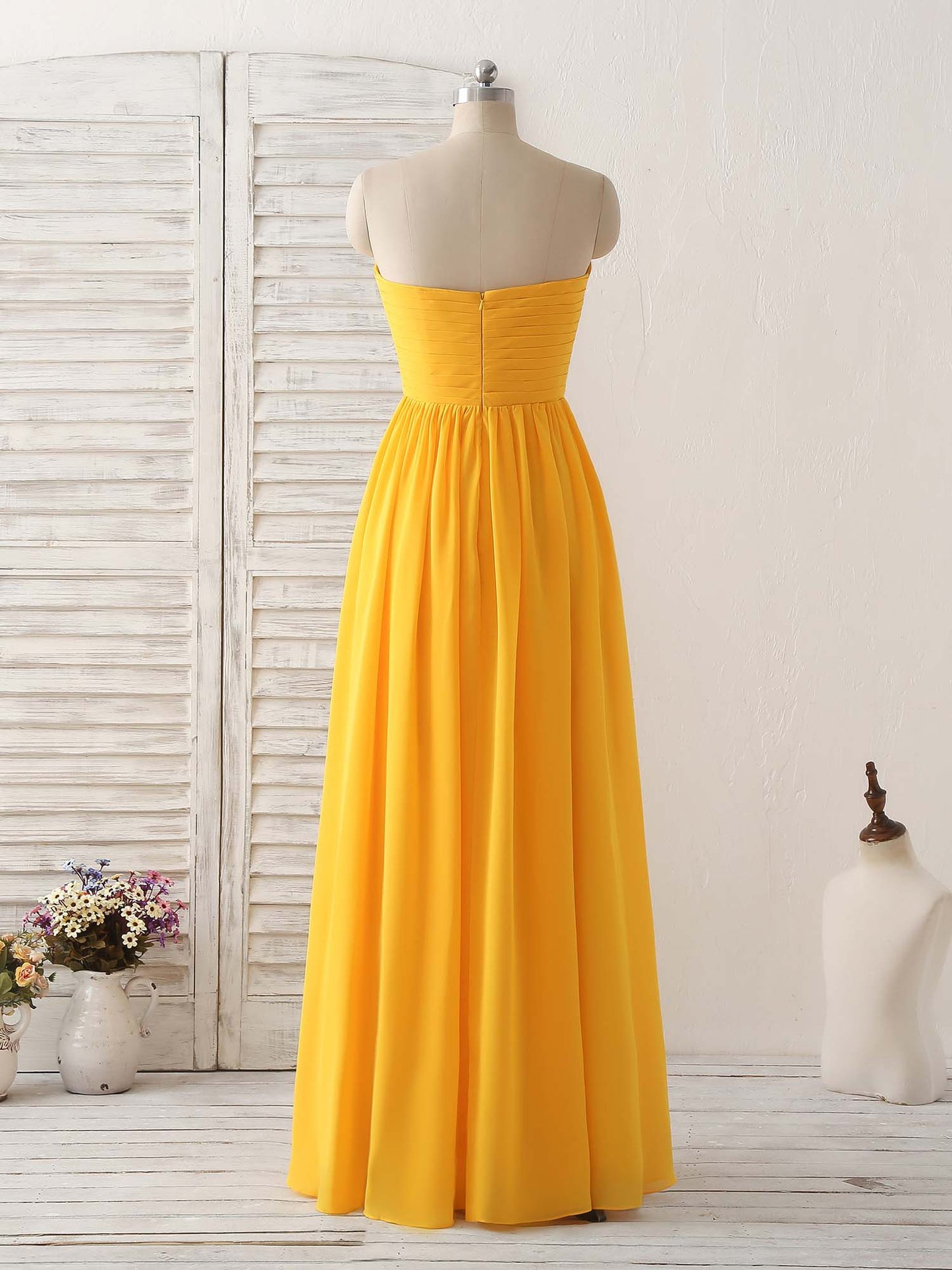 Chiffon Yellow Long Prom Dress Simple Bridesmaid Dress