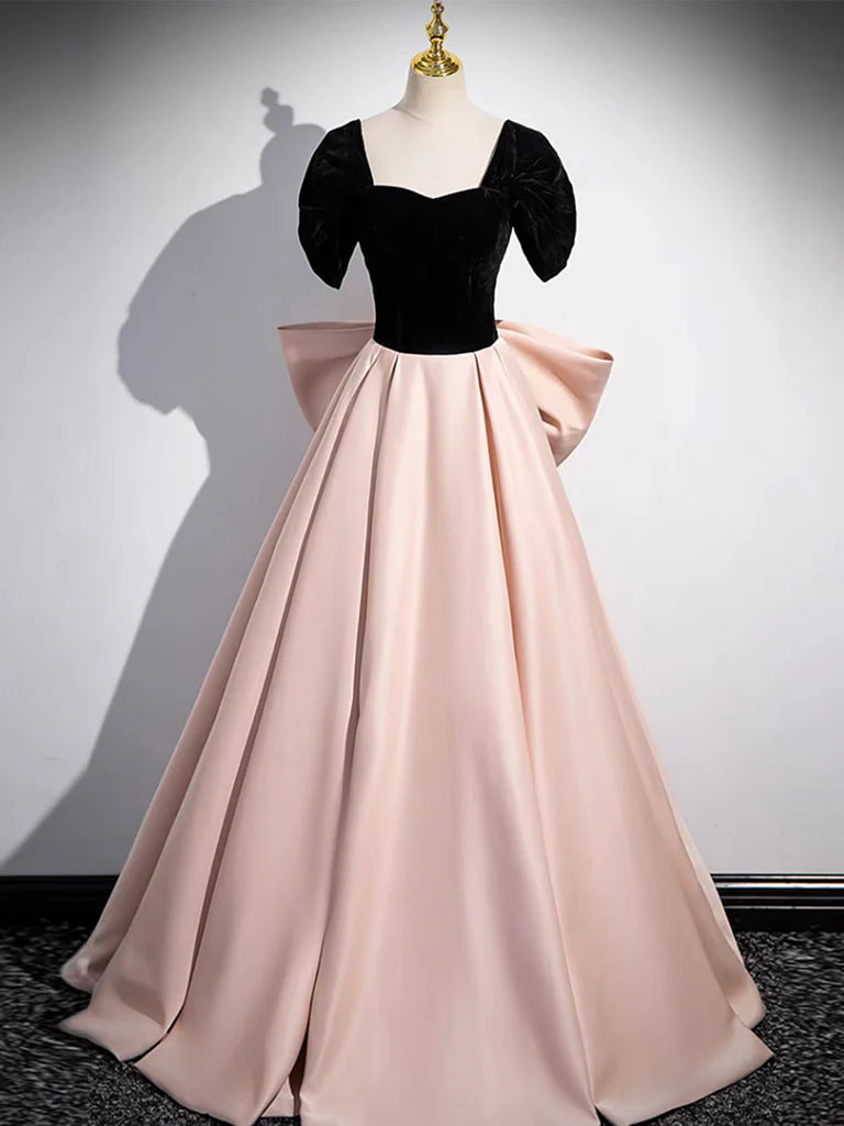 A-Line Off Shoulder Satin Champagne Long Evening Dress Champagne Long Formal Dress